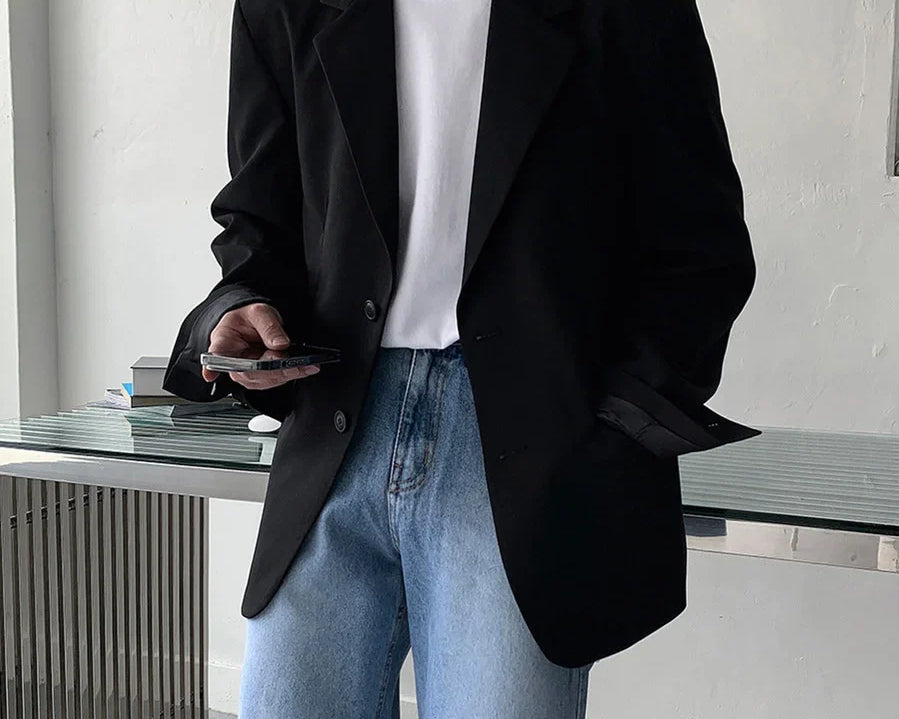 oversize anzug herren schwarz