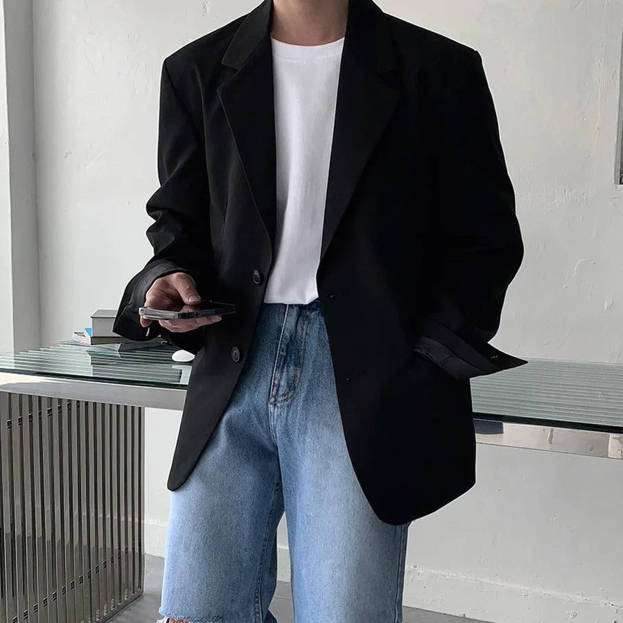 oversize anzug herren schwarz