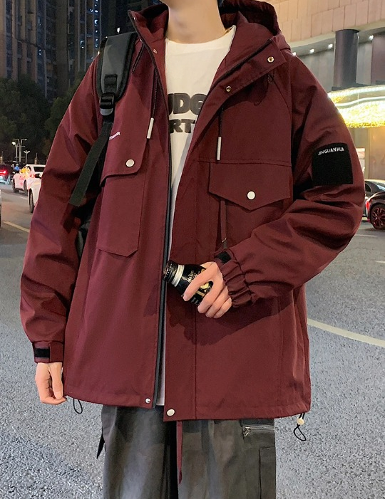 Jacke Herren Mit Kapuze Burgunderrot