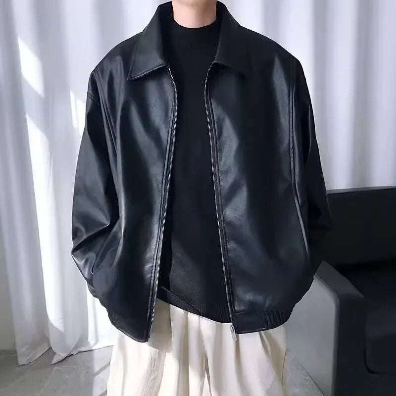 Oversize Lederjacke Herren Schwarz