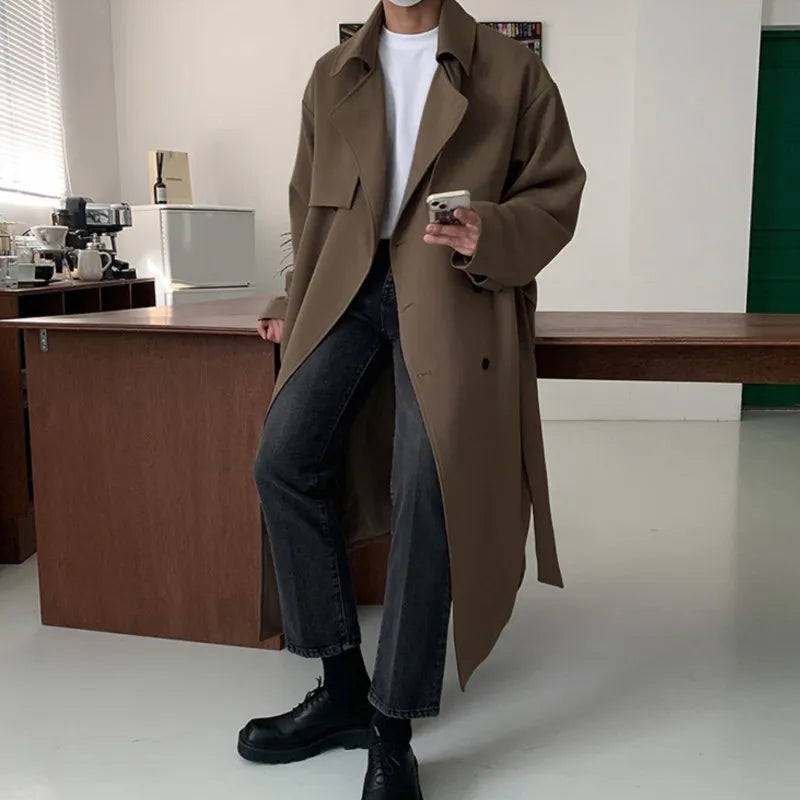 Oversize Mantel Herren Braun