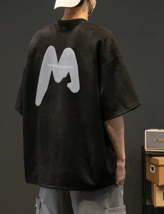 Oversized Black Printed T Shirt