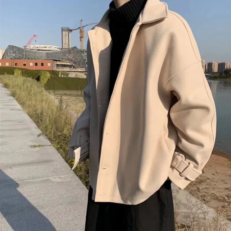 Oversize Mantel Herren Beige