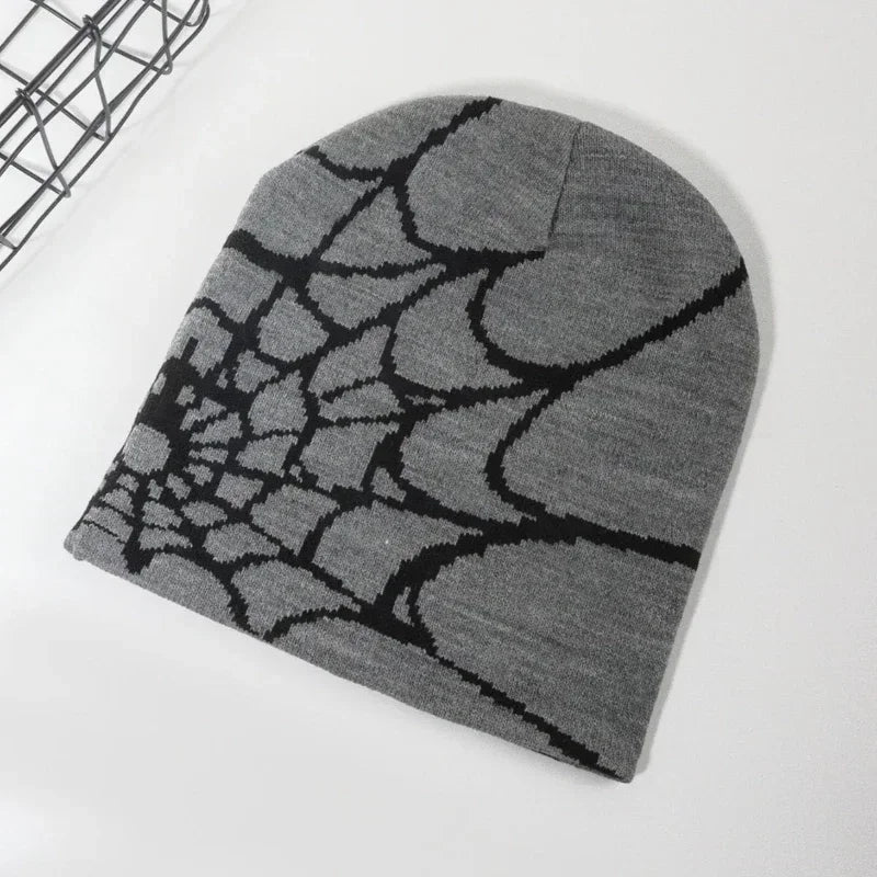 Spider Beanie Y2K Grau